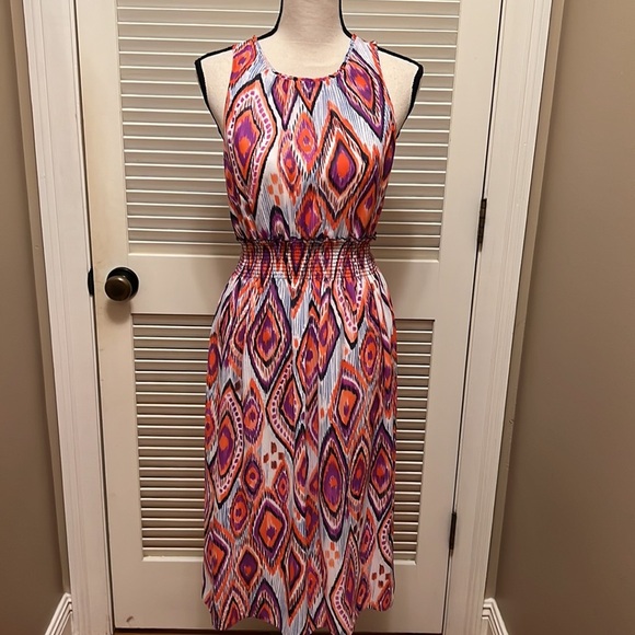 104. Trina Turk Mao Printed Dress in Purple - Picture 5 of 15